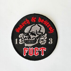 FUCT Iron On Patch Vintage 1990 Woven Embroidery Skull Bones Skateboarding Surf